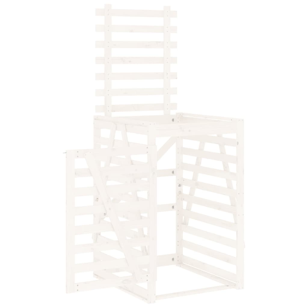 skraldespandsskjuler 84x90x128,5 cm massivt fyrretræ hvid
