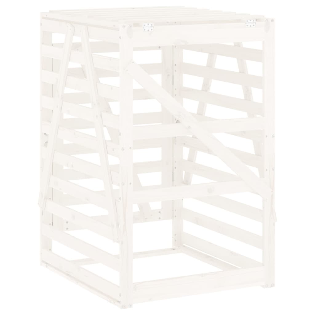 skraldespandsskjuler 84x90x128,5 cm massivt fyrretræ hvid