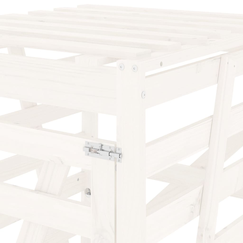 skraldespandsskjuler 84x90x128,5 cm massivt fyrretræ hvid