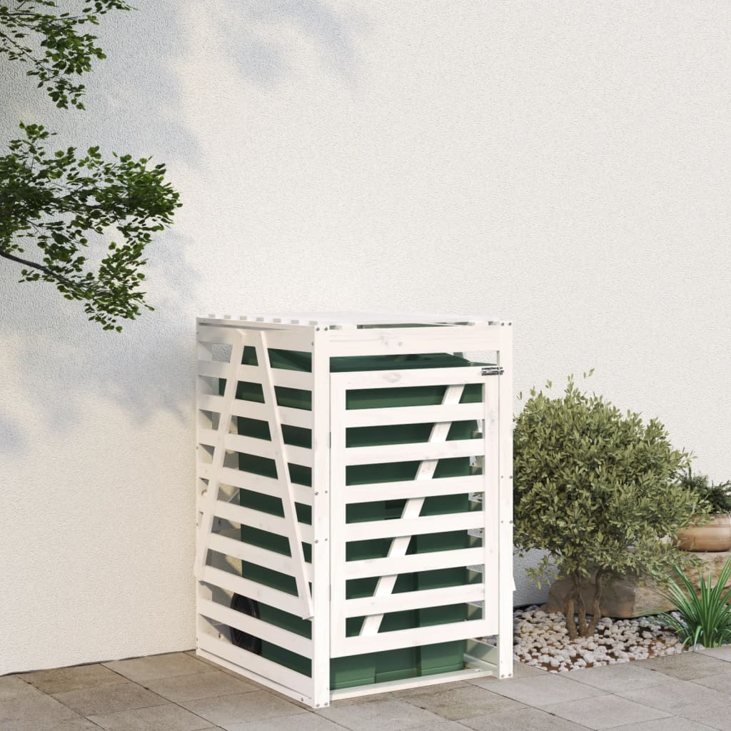 skraldespandsskjuler 84x90x128,5 cm massivt fyrretræ hvid