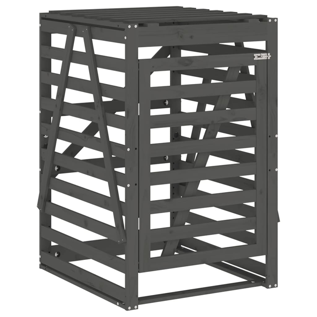 skraldespandsskjuler 84x90x128,5 cm massivt fyrretræ grå
