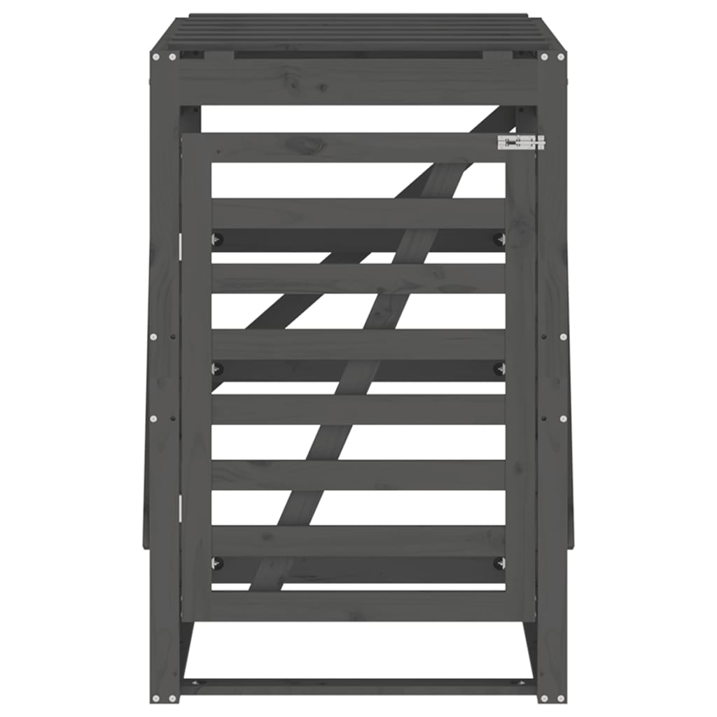 skraldespandsskjuler 84x90x128,5 cm massivt fyrretræ grå
