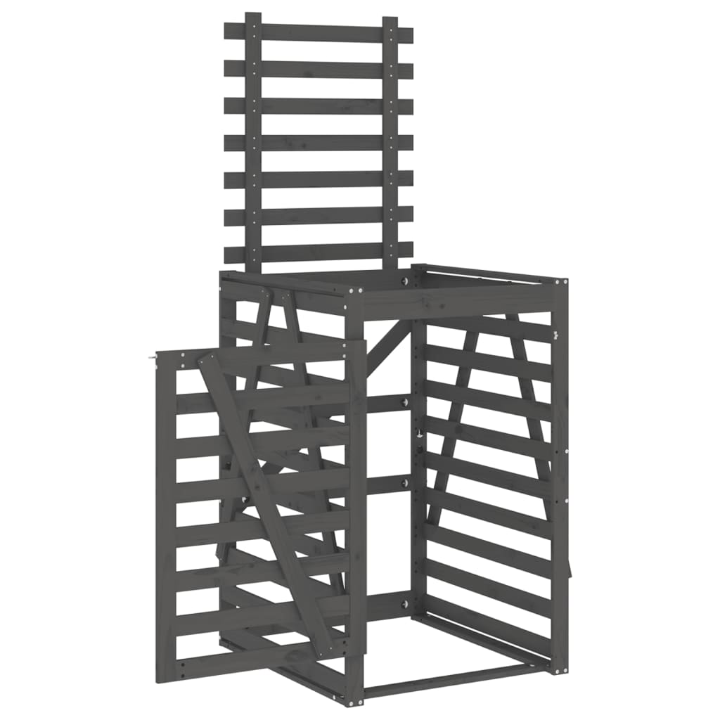 skraldespandsskjuler 84x90x128,5 cm massivt fyrretræ grå