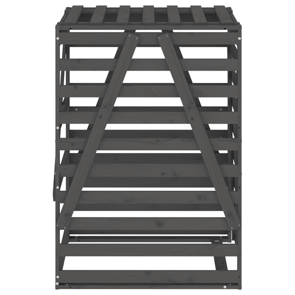 skraldespandsskjuler 84x90x128,5 cm massivt fyrretræ grå
