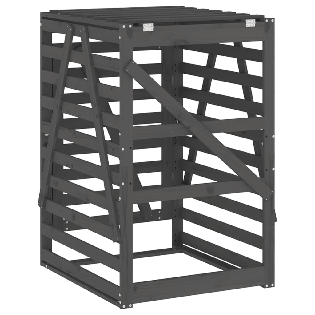 skraldespandsskjuler 84x90x128,5 cm massivt fyrretræ grå