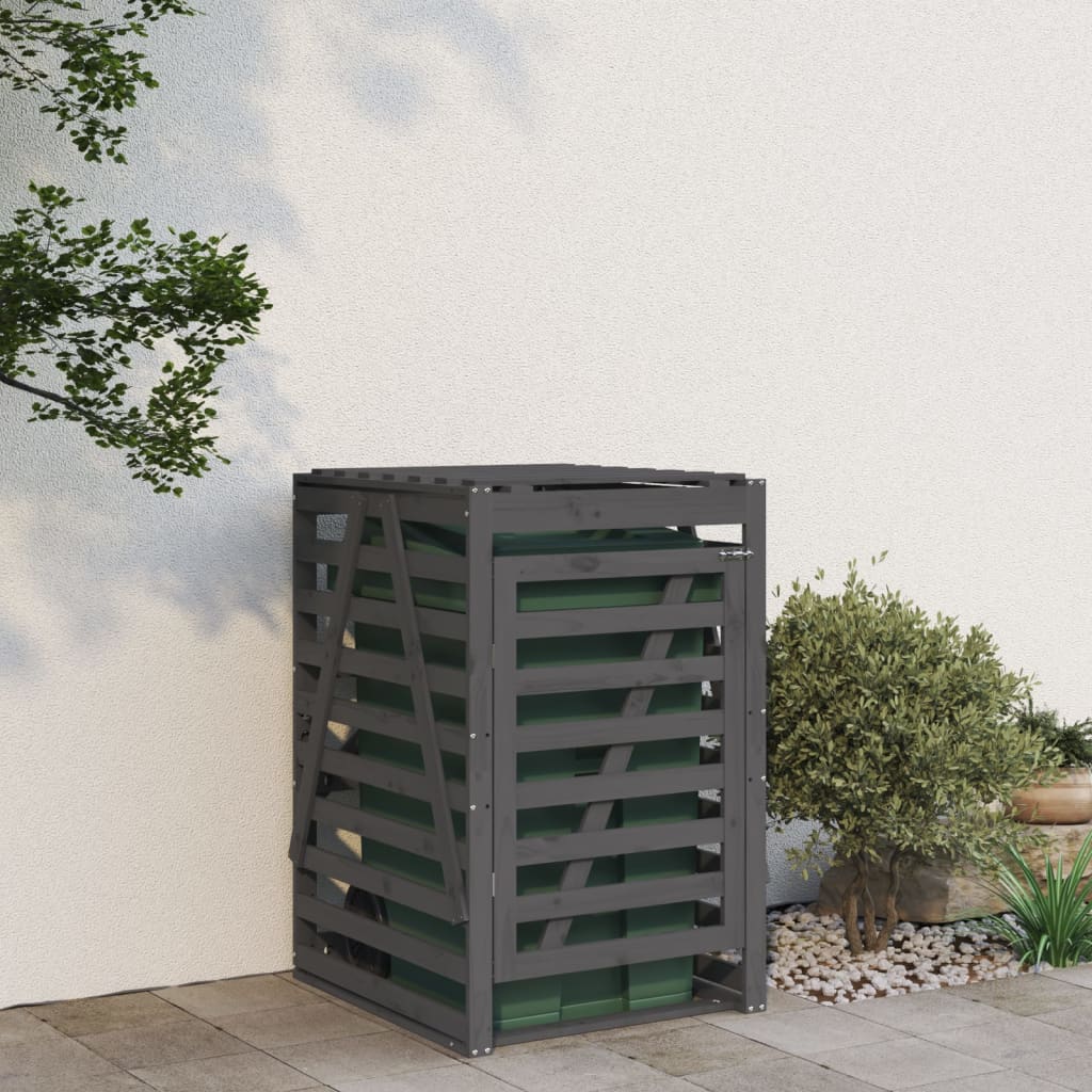 skraldespandsskjuler 84x90x128,5 cm massivt fyrretræ grå