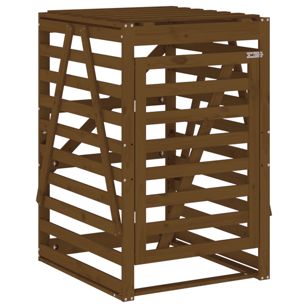 skraldespandsskjuler 84x90x128,5 cm massivt fyrretræ brun