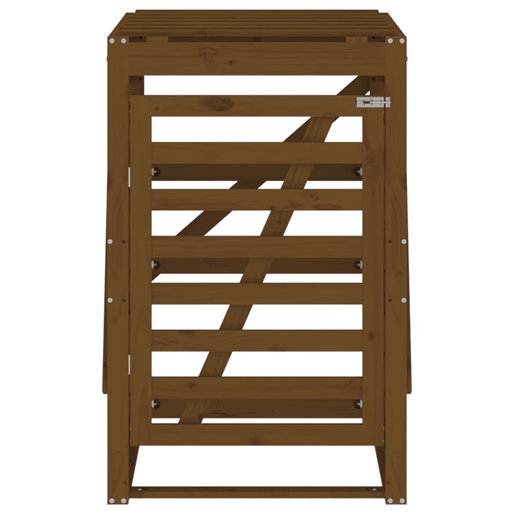 skraldespandsskjuler 84x90x128,5 cm massivt fyrretræ brun