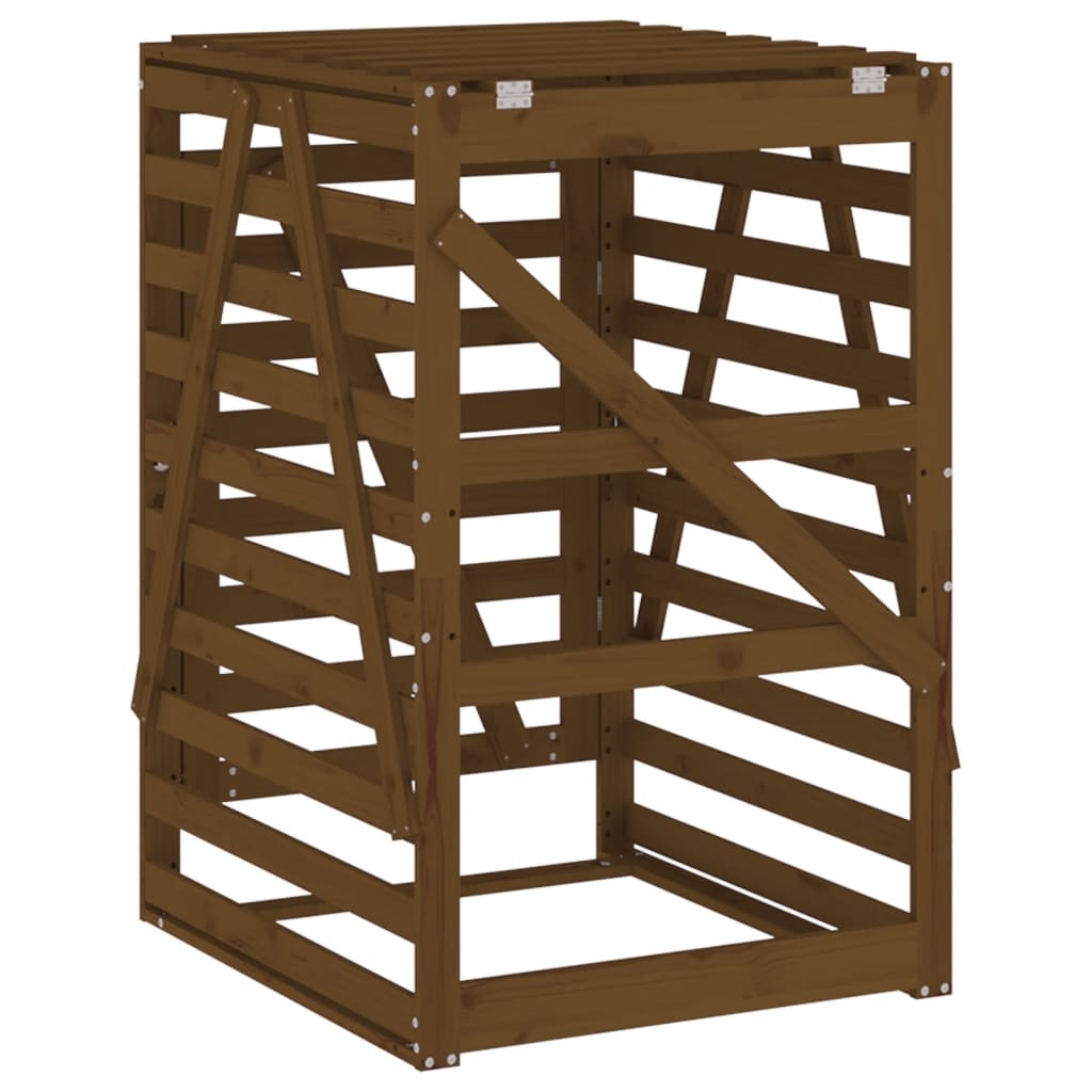 skraldespandsskjuler 84x90x128,5 cm massivt fyrretræ brun