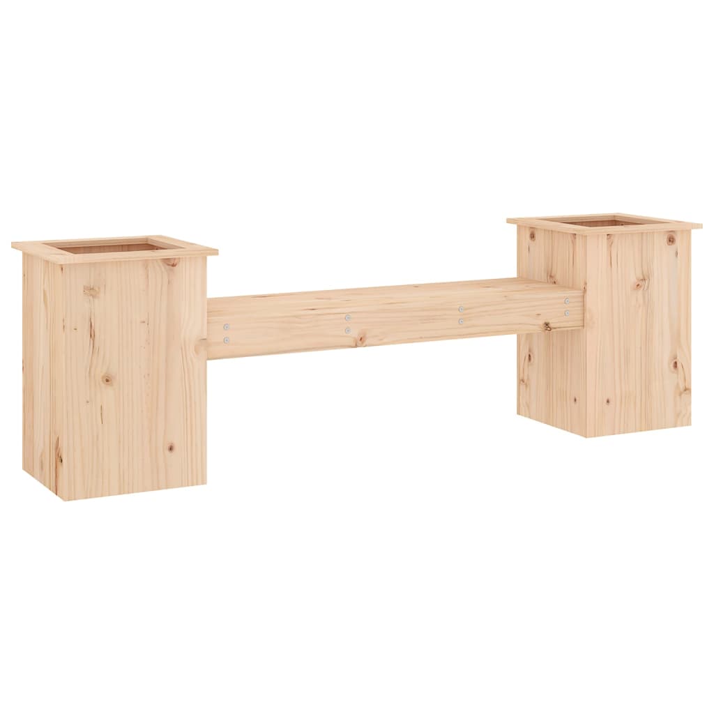 bænk med plantekasser 184,5x39,5x56,5 cm massivt fyrretræ