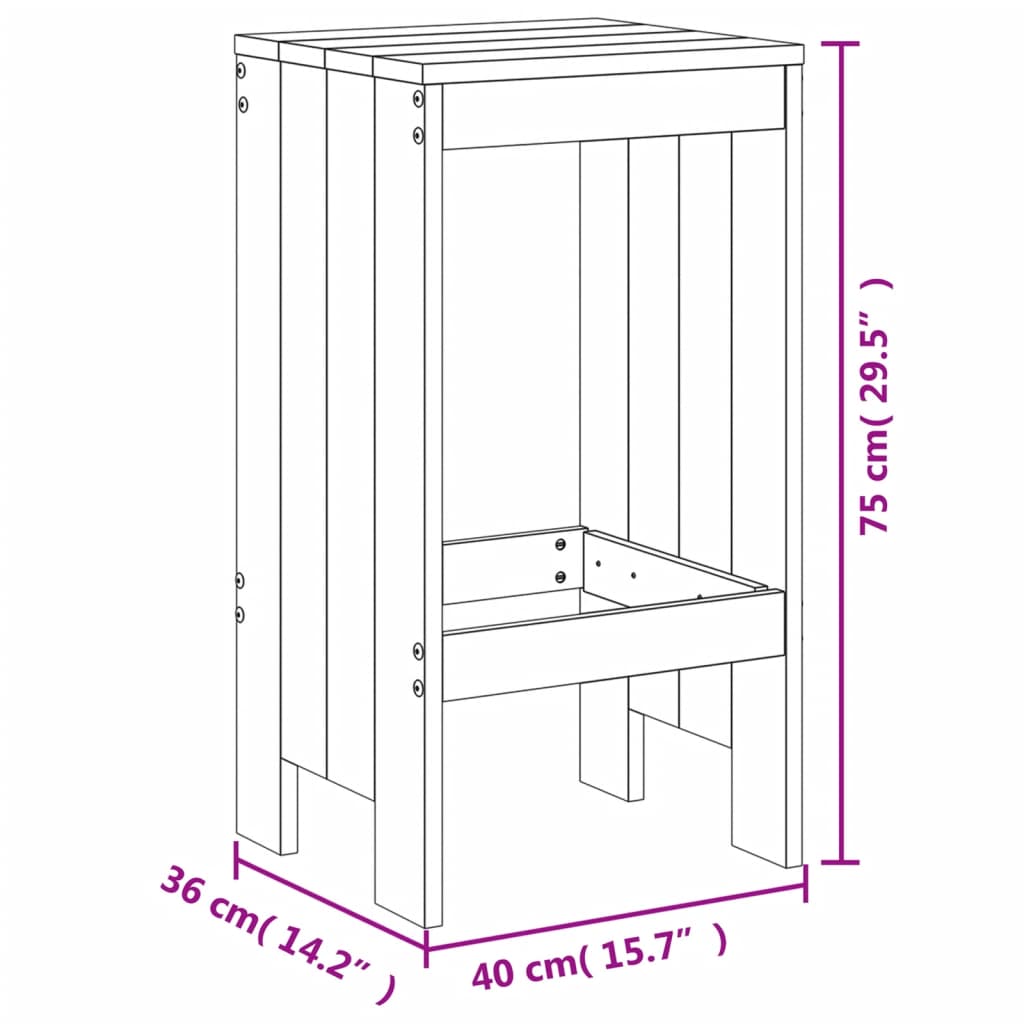barstole 2 stk. 40x36x75 cm massivt fyrretræ hvid