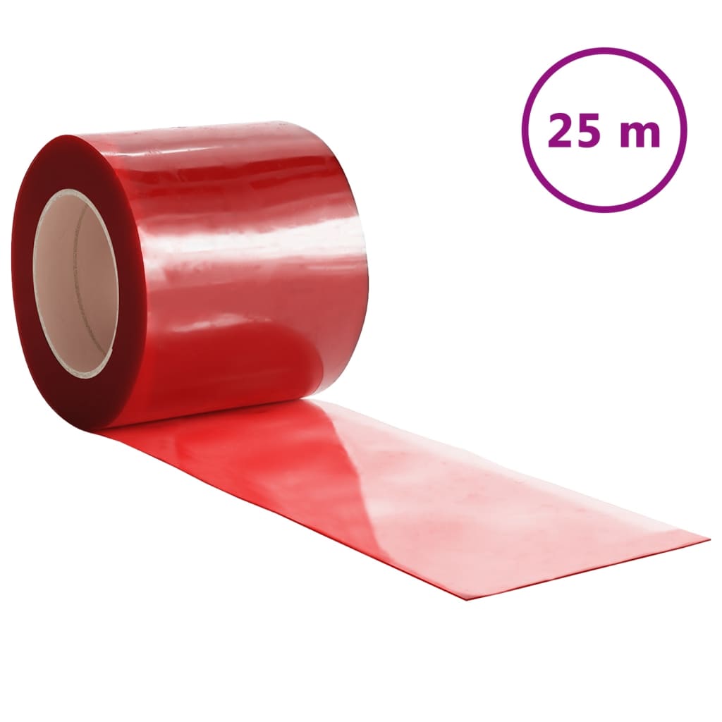 bændelgardin 200 mm x 1,6 mm 25 m PVC rød