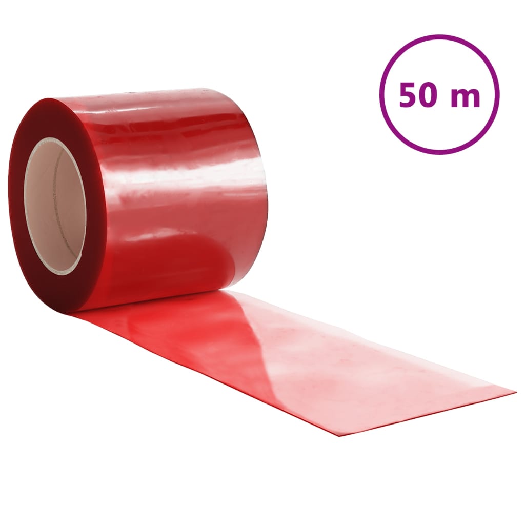 bændelgardin 200 mm x 1,6 mm 50 m PVC rød