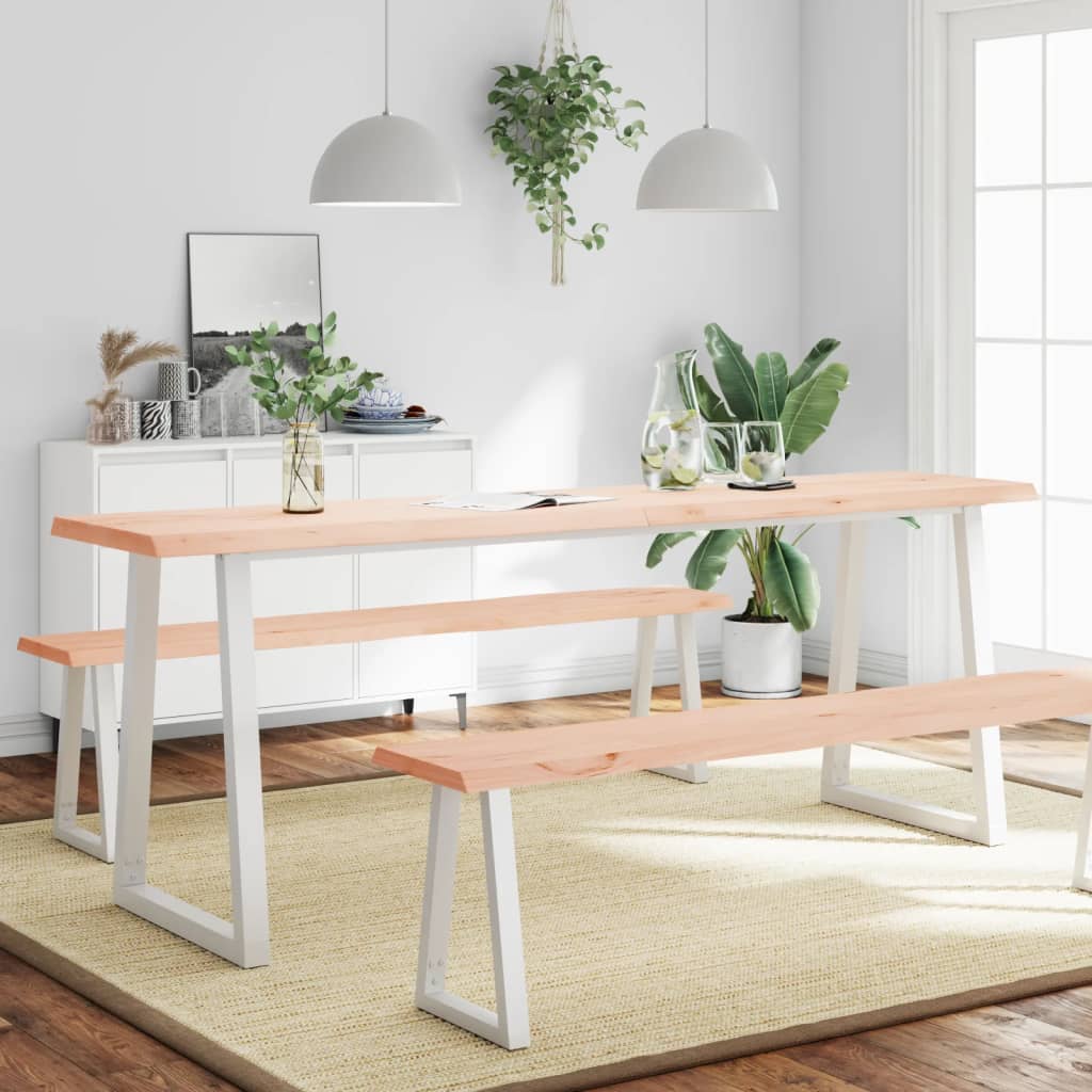bordplade 220x50x(2-4)cm naturlig kant ubehandlet massivt træ