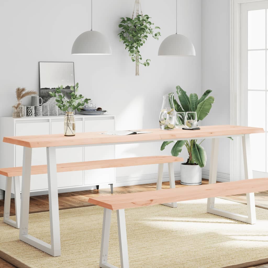 bordplade 220x50x(2-4)cm naturlig kant ubehandlet massivt træ