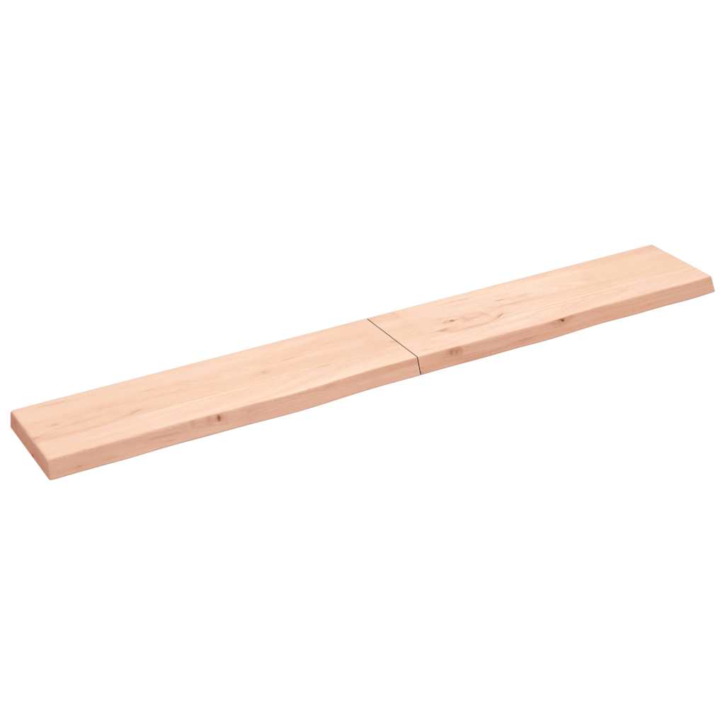 bordplade til badeværelse 220x30x(2-6)cm massivt træ ubehandlet