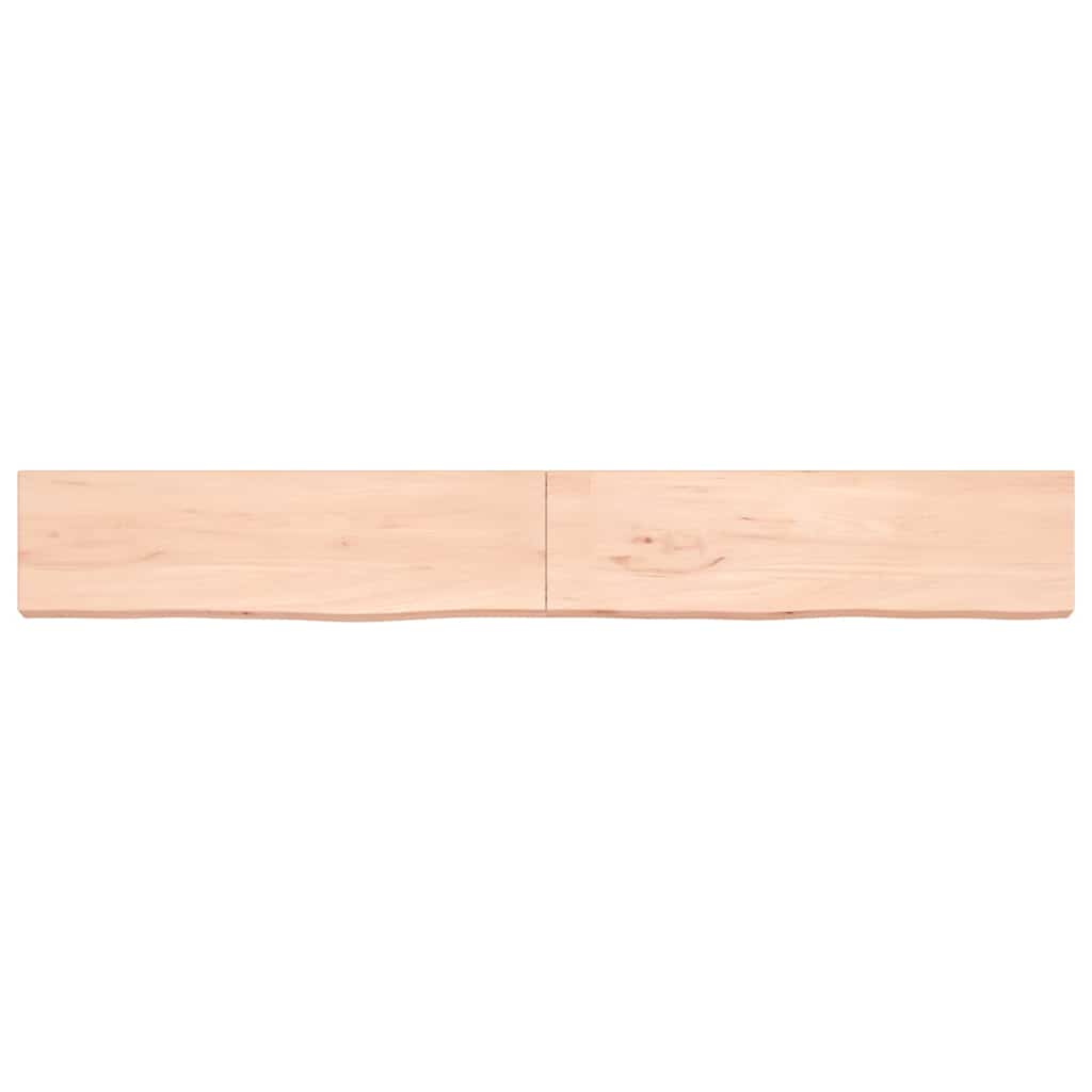 bordplade til badeværelse 220x30x(2-6)cm massivt træ ubehandlet