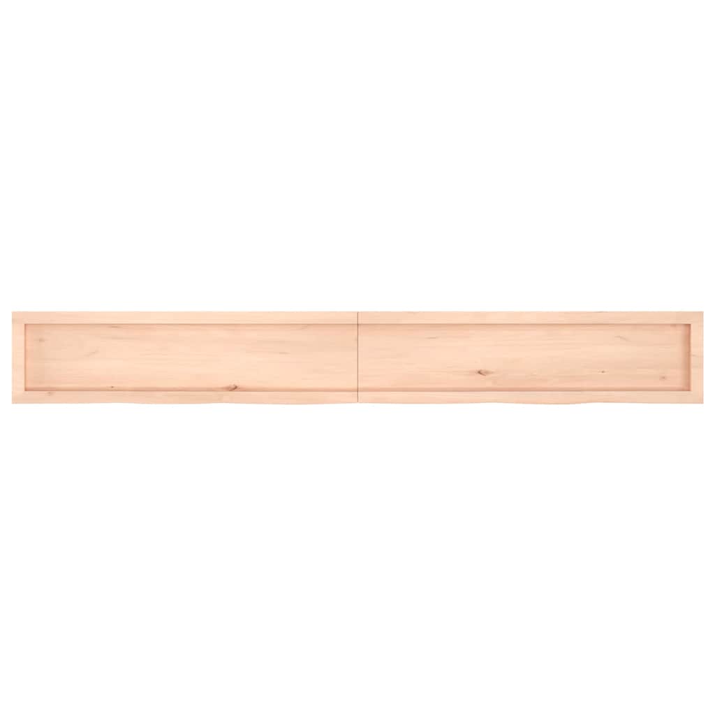 bordplade til badeværelse 220x30x(2-6)cm massivt træ ubehandlet