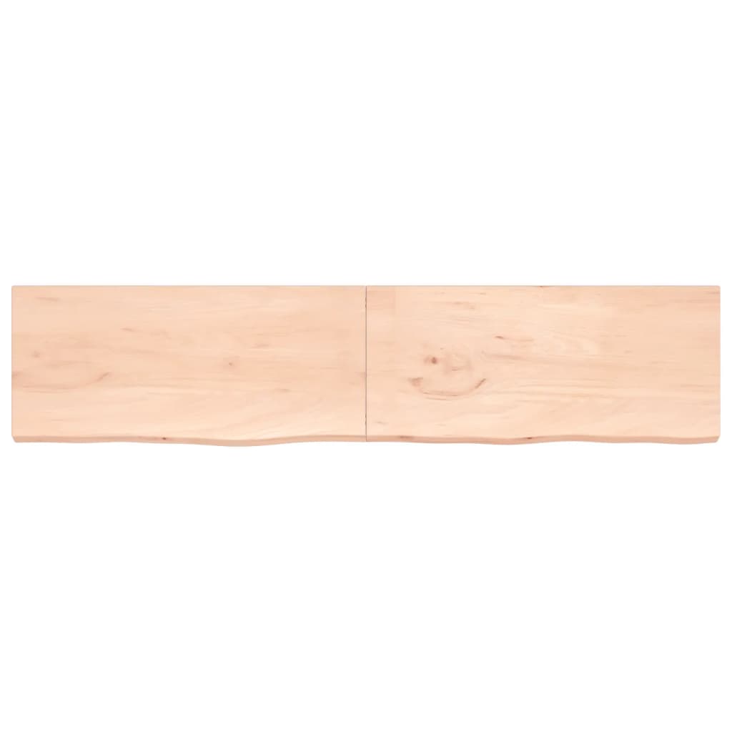 bordplade til badeværelse 220x50x(2-4)cm massivt træ ubehandlet