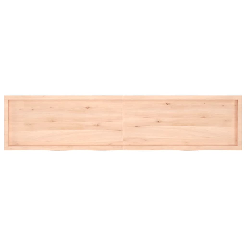 bordplade til badeværelse 220x50x(2-4)cm massivt træ ubehandlet