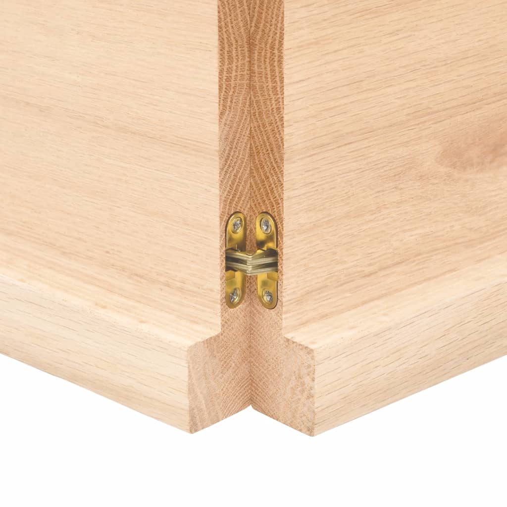 bordplade til badeværelse 220x50x(2-4)cm massivt træ ubehandlet