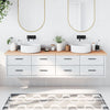 bordplade til badeværelse 220x50x(2-4)cm massivt træ ubehandlet