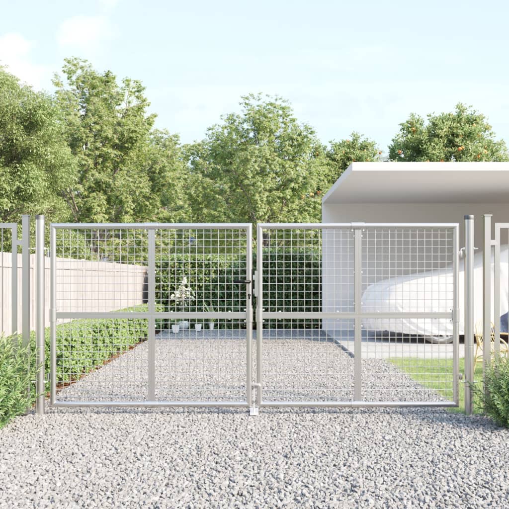 gitterlåge til havehegn 300x175 cm galvaniseret stål sølvfarvet