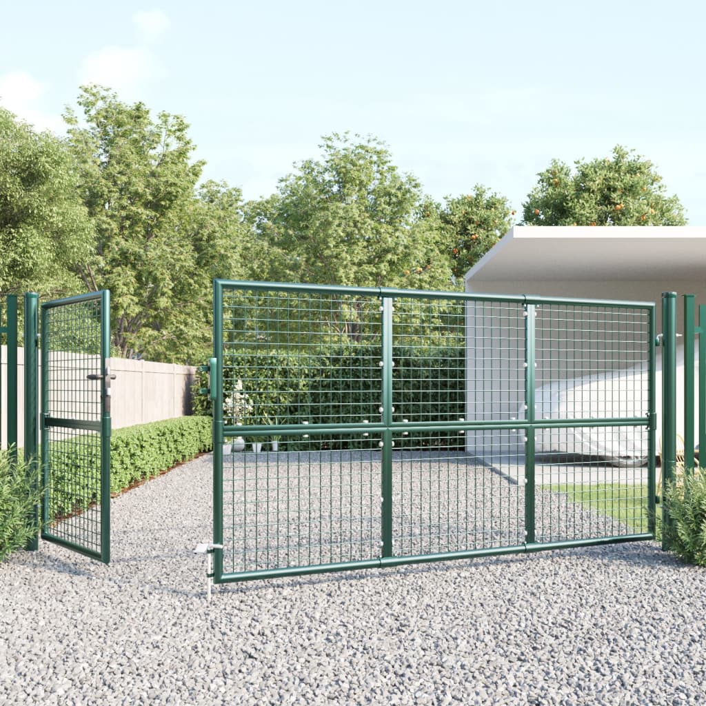 gitterlåge til havehegn 350x175 cm galvaniseret stål grøn