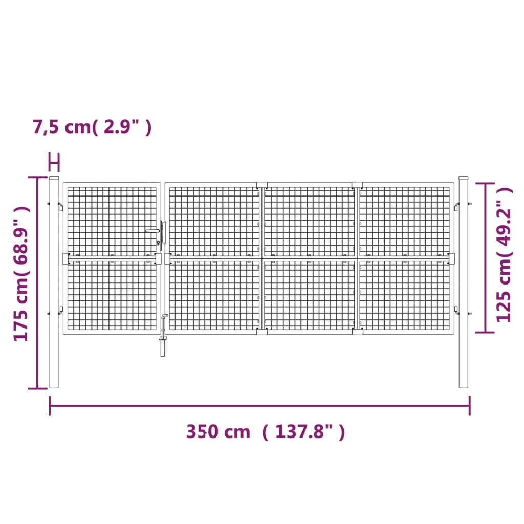 gitterlåge til havehegn 350x175 cm galvaniseret stål grøn
