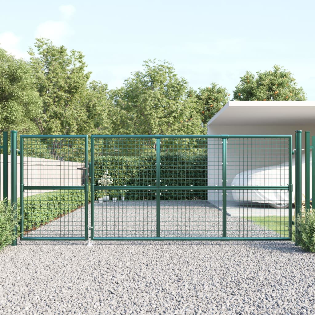 gitterlåge til havehegn 350x175 cm galvaniseret stål grøn