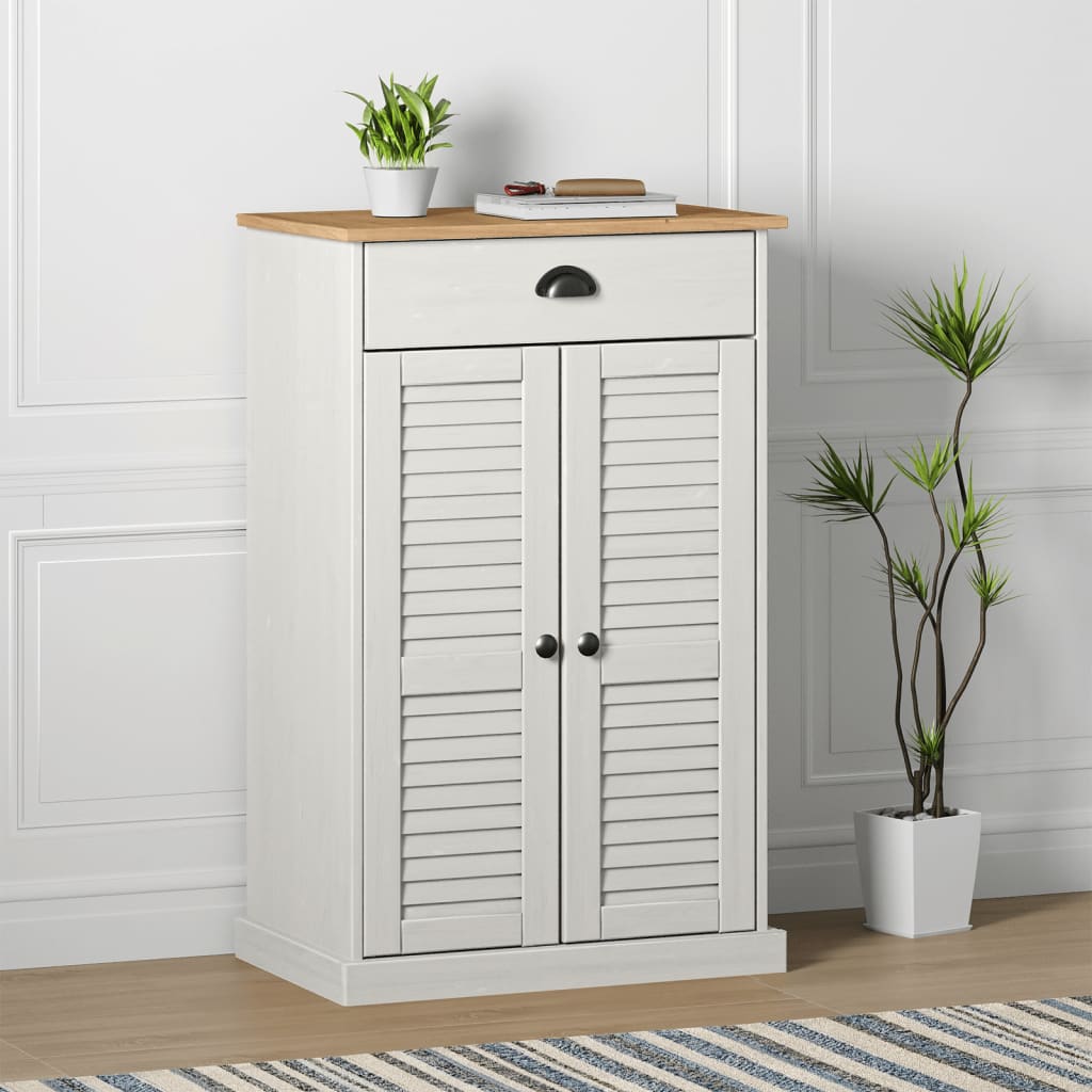 skoskab VIGO 60x35x96 cm massivt fyrretræ hvid