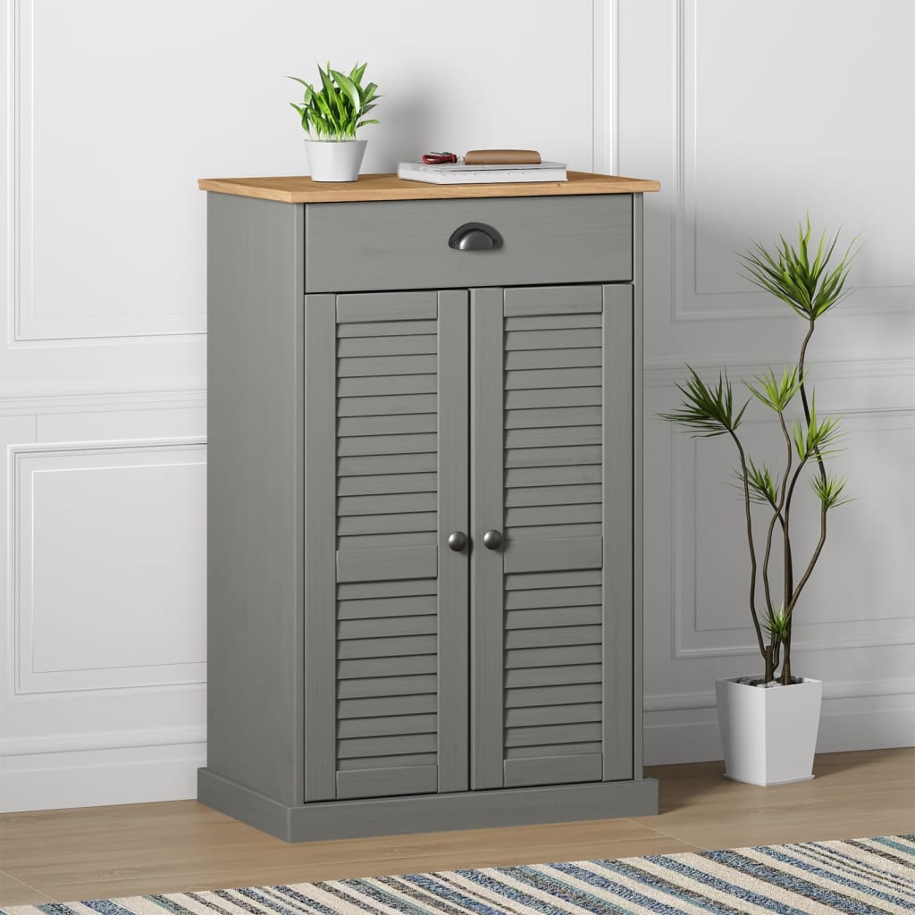 skoskab VIGO 60x35x96 cm massivt fyrretræ grå
