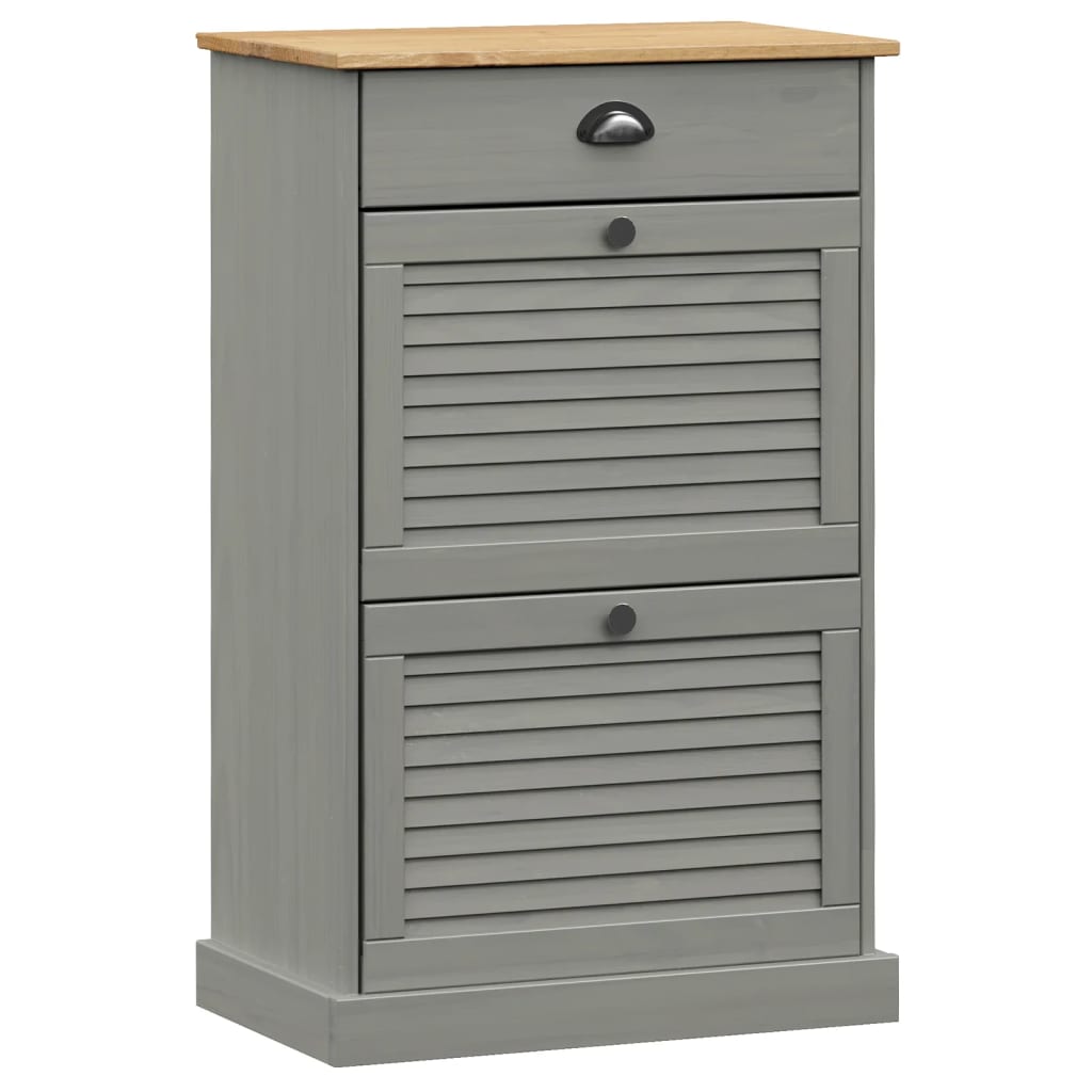 skoskab VIGO 60x35x96 cm massivt fyrretræ grå
