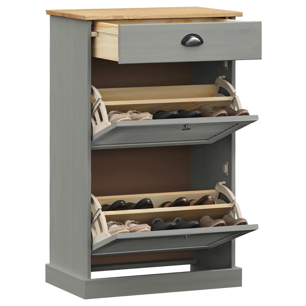 skoskab VIGO 60x35x96 cm massivt fyrretræ grå