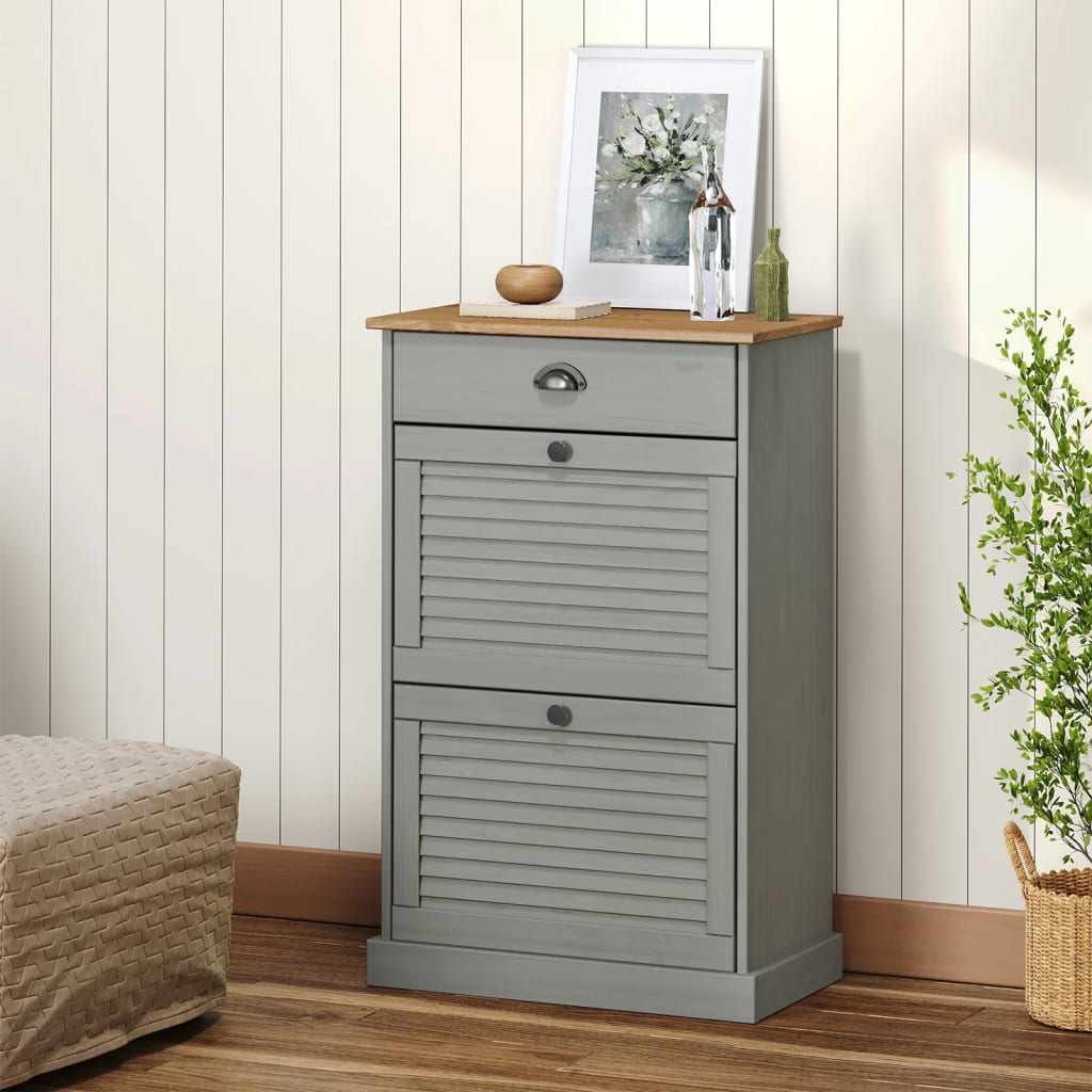 skoskab VIGO 60x35x96 cm massivt fyrretræ grå