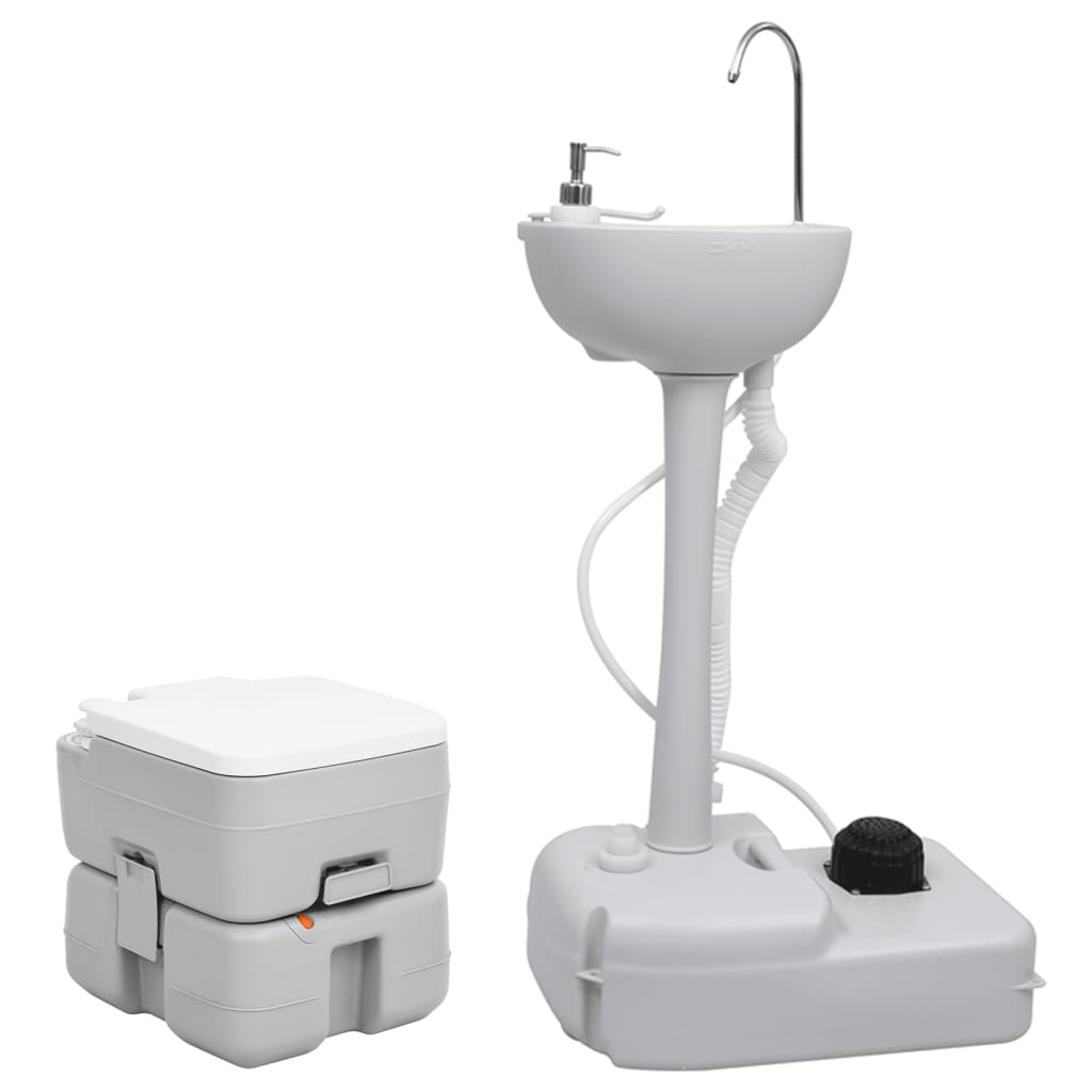 transportabelt campingtoilet og håndvask