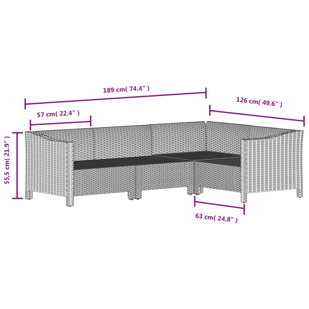 loungesæt til haven 9 dele med hynder polyrattan grå