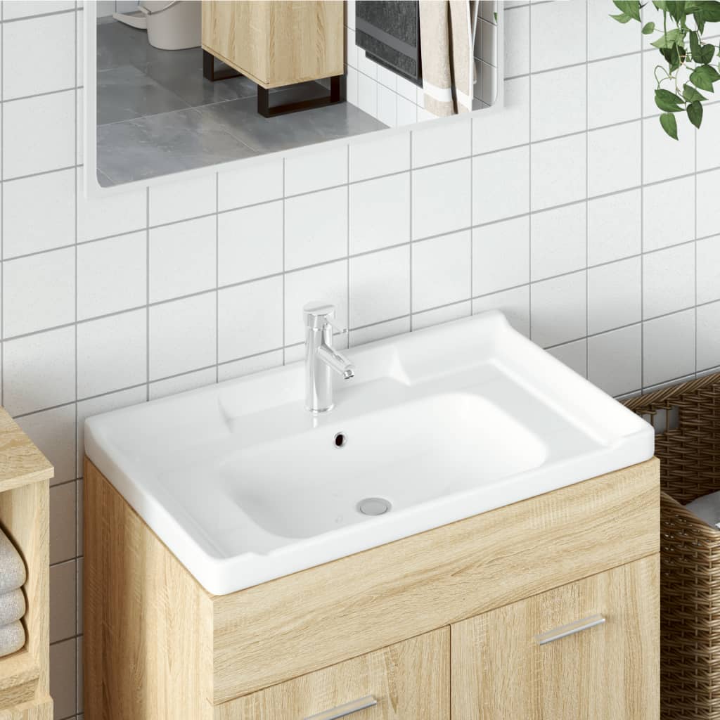 badeværelsesvask 91,5x48x23 cm rektangulær keramisk hvid