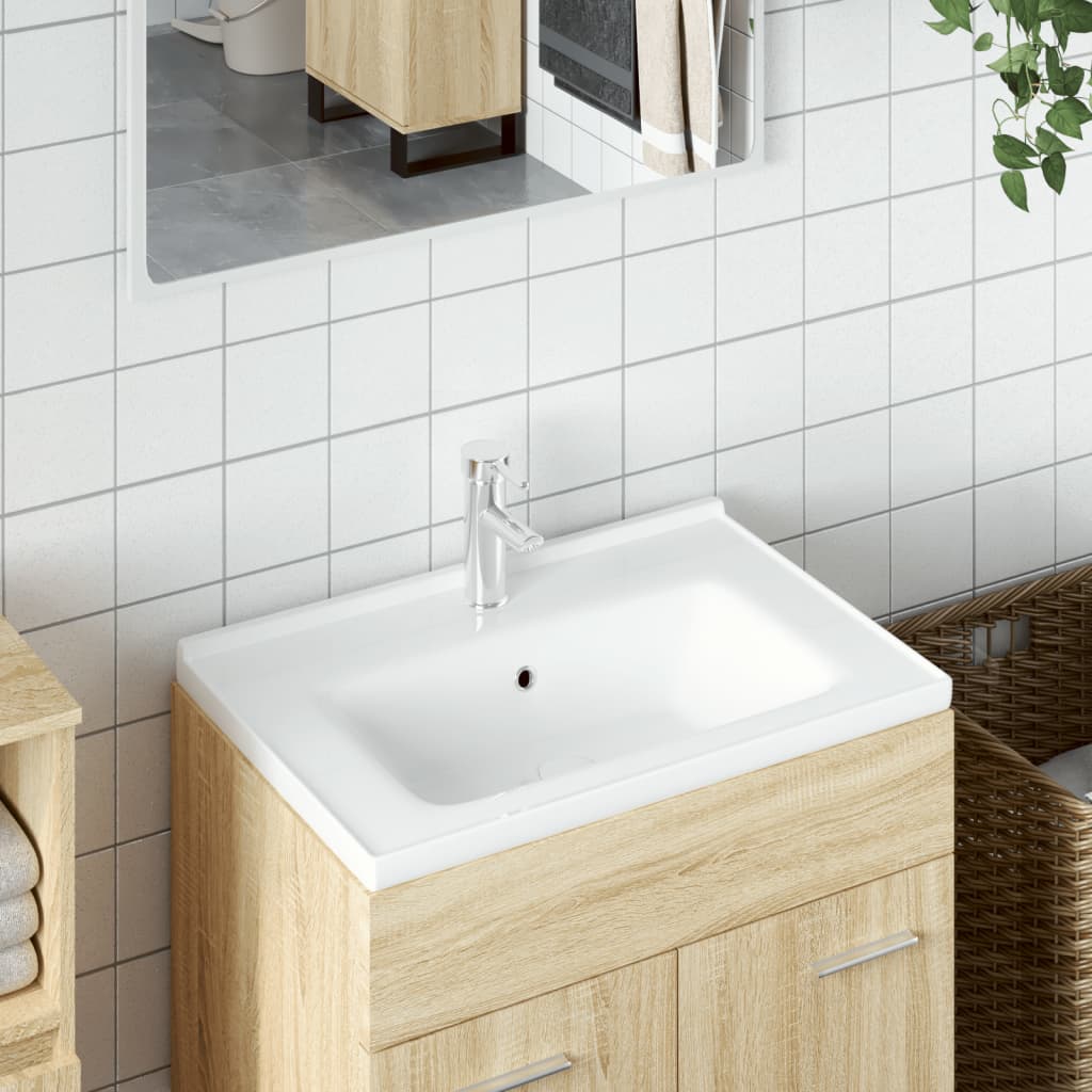 badeværelsesvask 71x48x19,5 cm rektangulær keramisk hvid