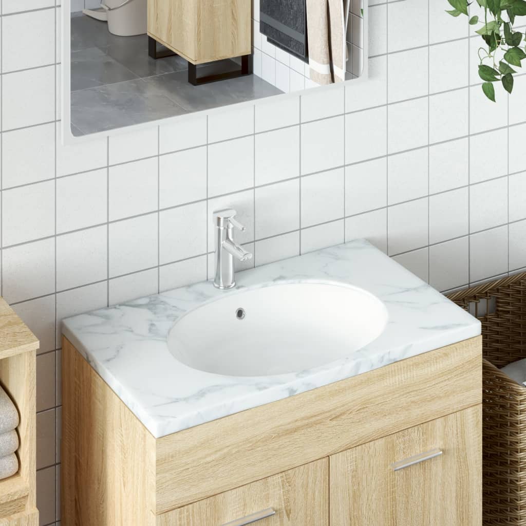 badeværelsesvask 56x41x20 cm oval keramisk hvid