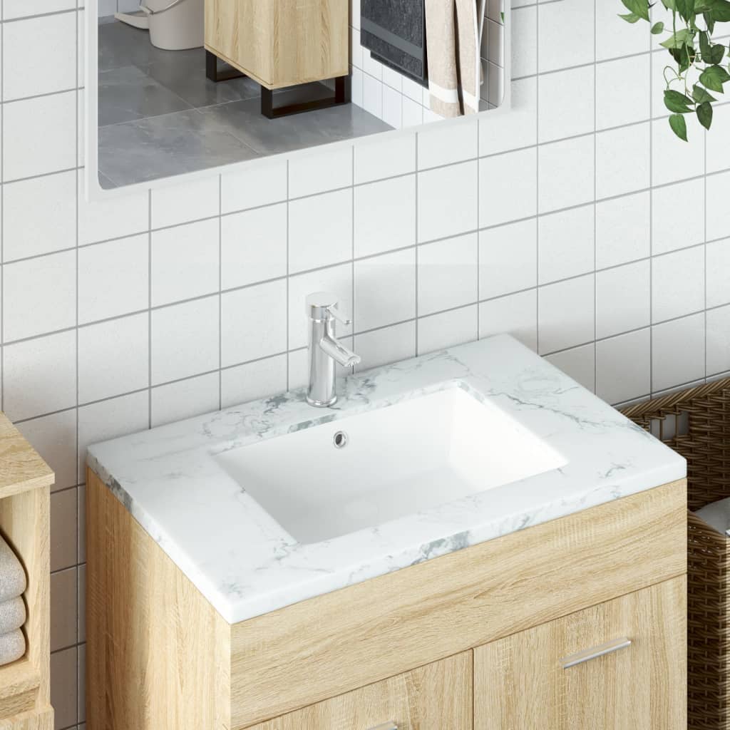 badeværelsesvask 50,5x40x18,5 cm rektangulær keramisk hvid