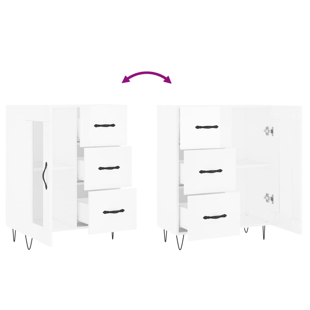 skænk 69,5x34x90 cm konstrueret træ hvid højglans