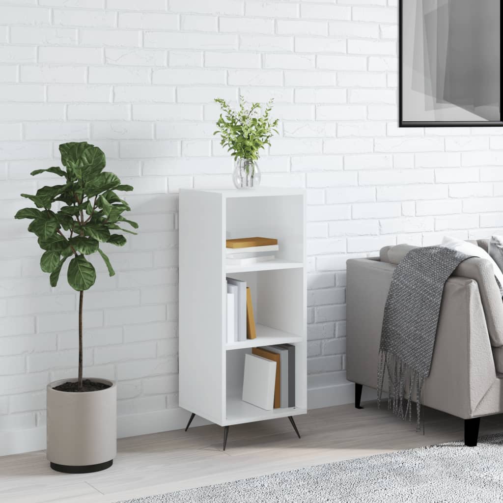 hyldeskab 34,5x32,5x90 cm konstrueret træ hvid højglans