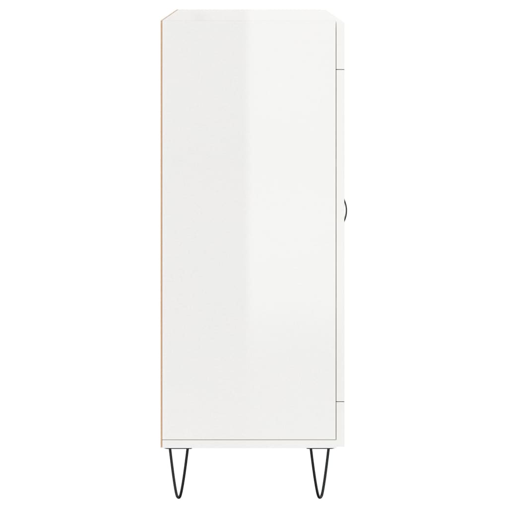 skænk 69,5x34x90 cm konstrueret træ hvid højglans