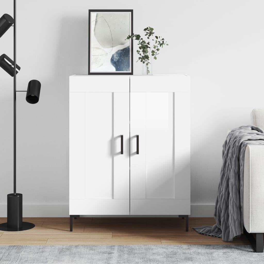 skænk 69,5x34x90 cm konstrueret træ hvid højglans