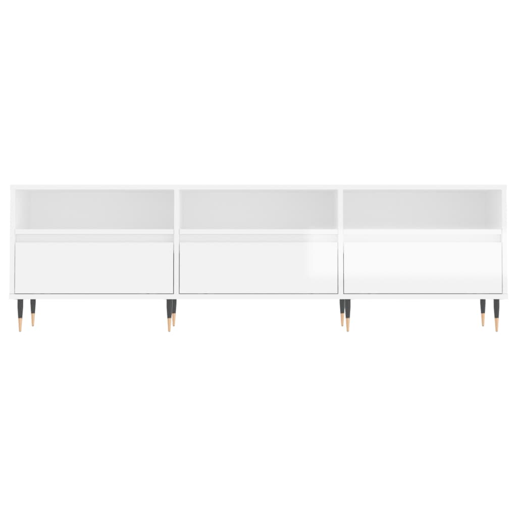 tv-bord 150x30x44,5 cm konstrueret træ hvid højglans