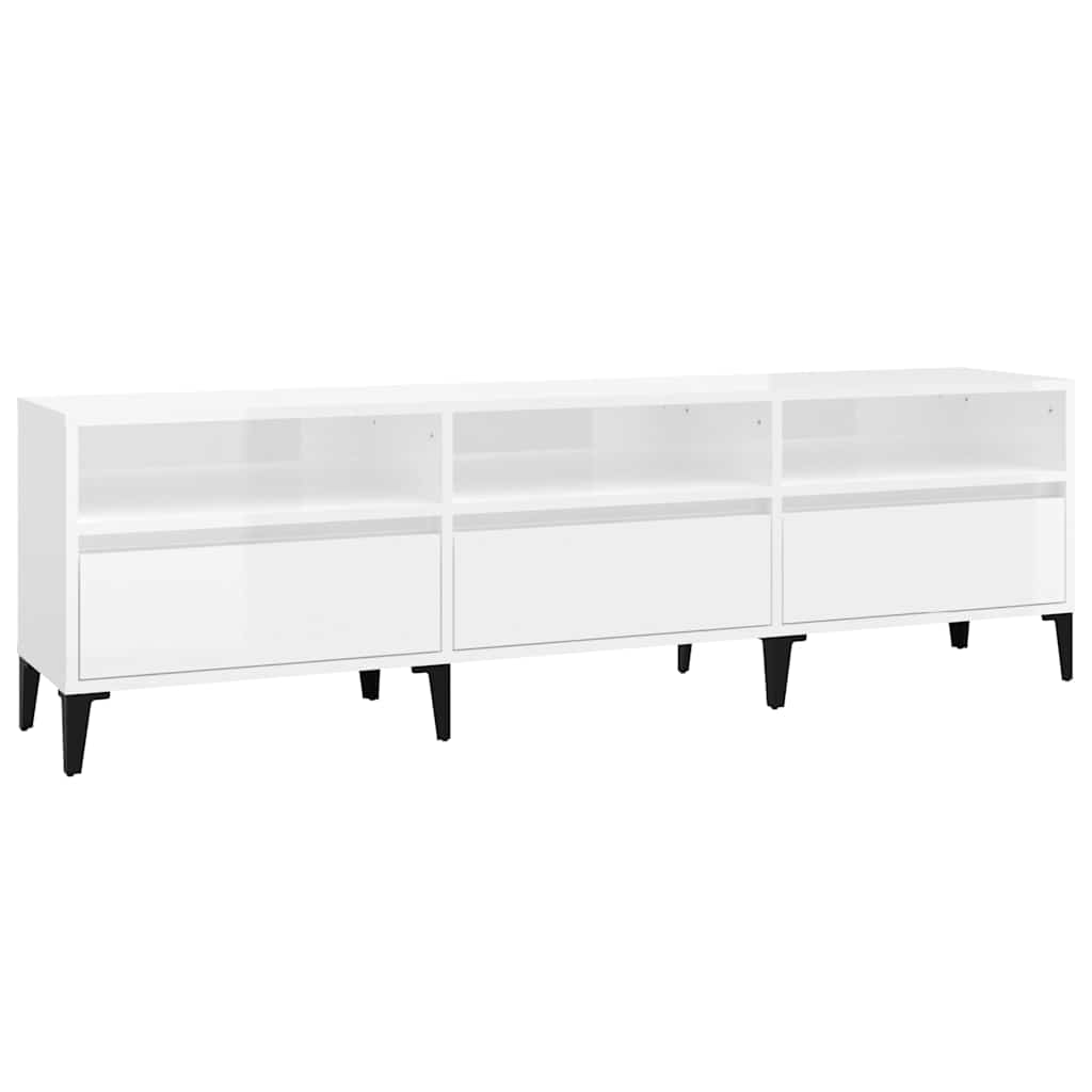 tv-bord 150x30x44,5 cm konstrueret træ hvid højglans