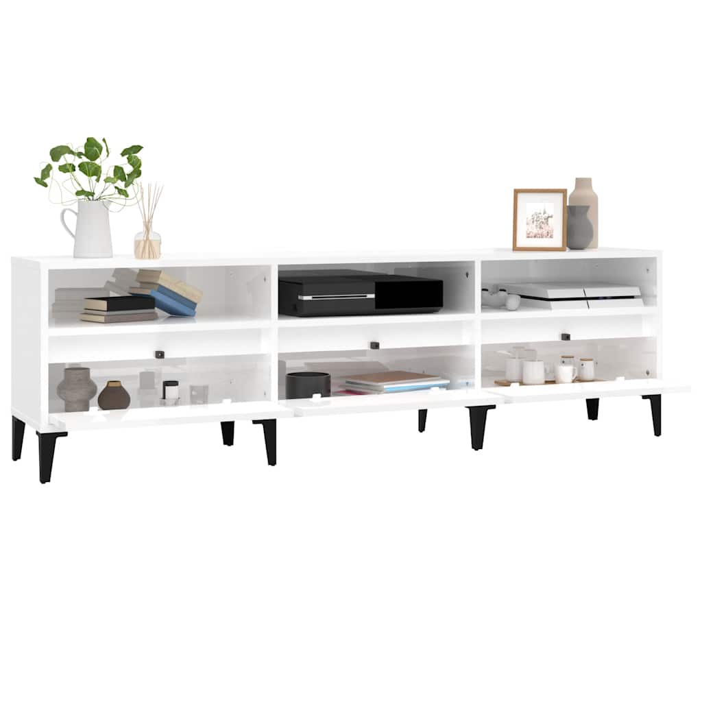 tv-bord 150x30x44,5 cm konstrueret træ hvid højglans