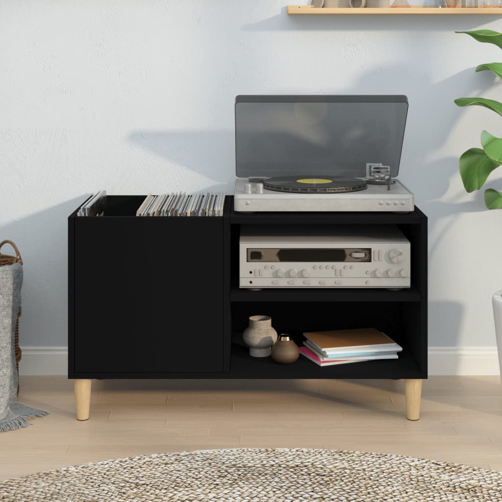 vinylskab 84,5x38x48 cm konstrueret træ sort