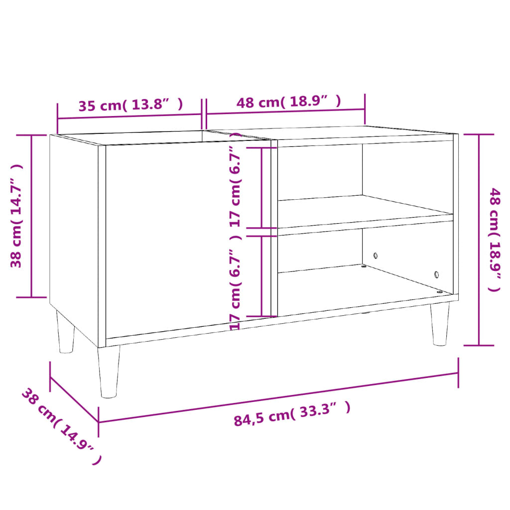 vinylskab 84,5x38x48 cm konstrueret træ sort